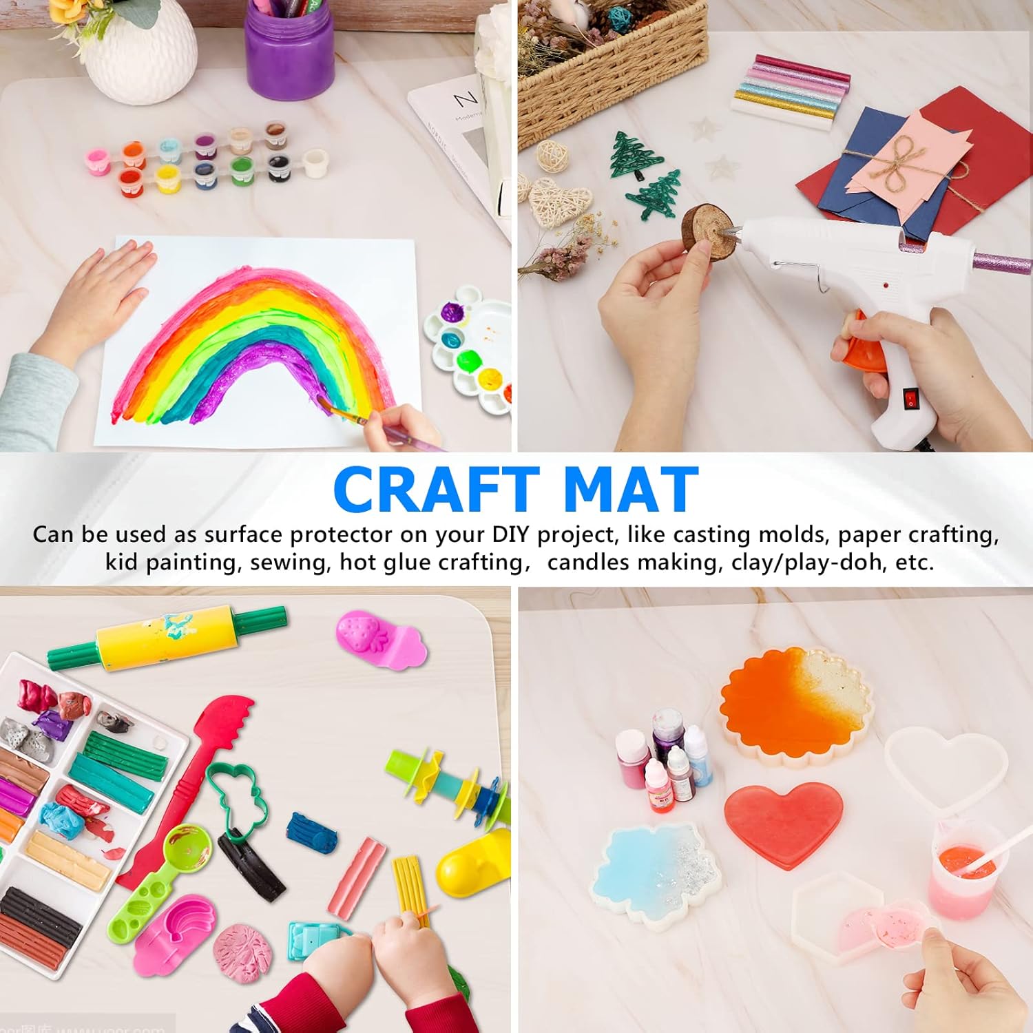 Gartful Extra Large Silicone Craft Mats, 35.4" x 23.6" Silicone Sheet, 1.8mm Thick Multipurpose Pad for Jewelry Casting Resin Mold, Nonstick Placemat, Countertop Protector, Counter Table, Translucent