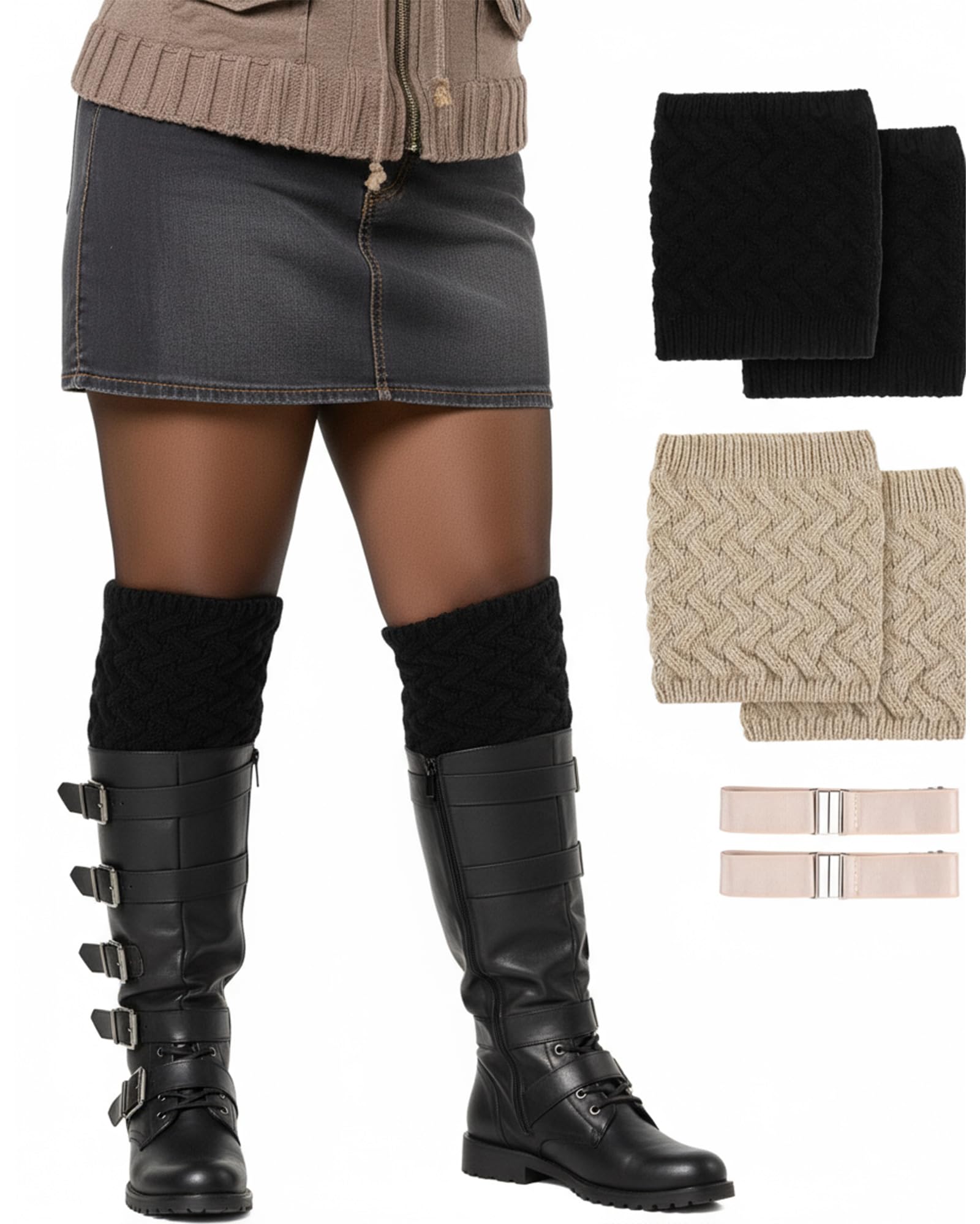 2/3 Pairs Extra Large Women Boot Cuffs Socks Crochet Winter Warm Knitted Wide Calf Short Boot Topper Gifts Leg Warmers