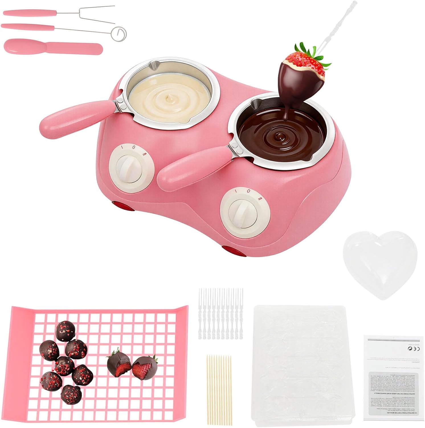Fuente de Chocolate Dual 250ML con 9 Moldes y 10 Pinchos