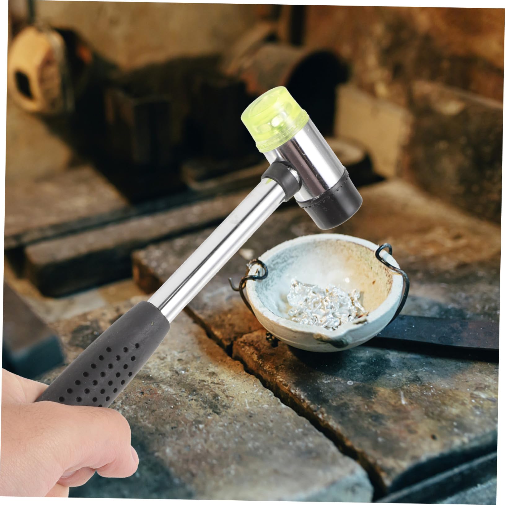 HEALSOPTHY Juego Ajustador de Anillos Varilla Metálica y Martillo de Goma Portátil para Joyería Artesanal, Talla Ajustable, Resistente, Adecuado para Manualidades y Reparaciones en Casa