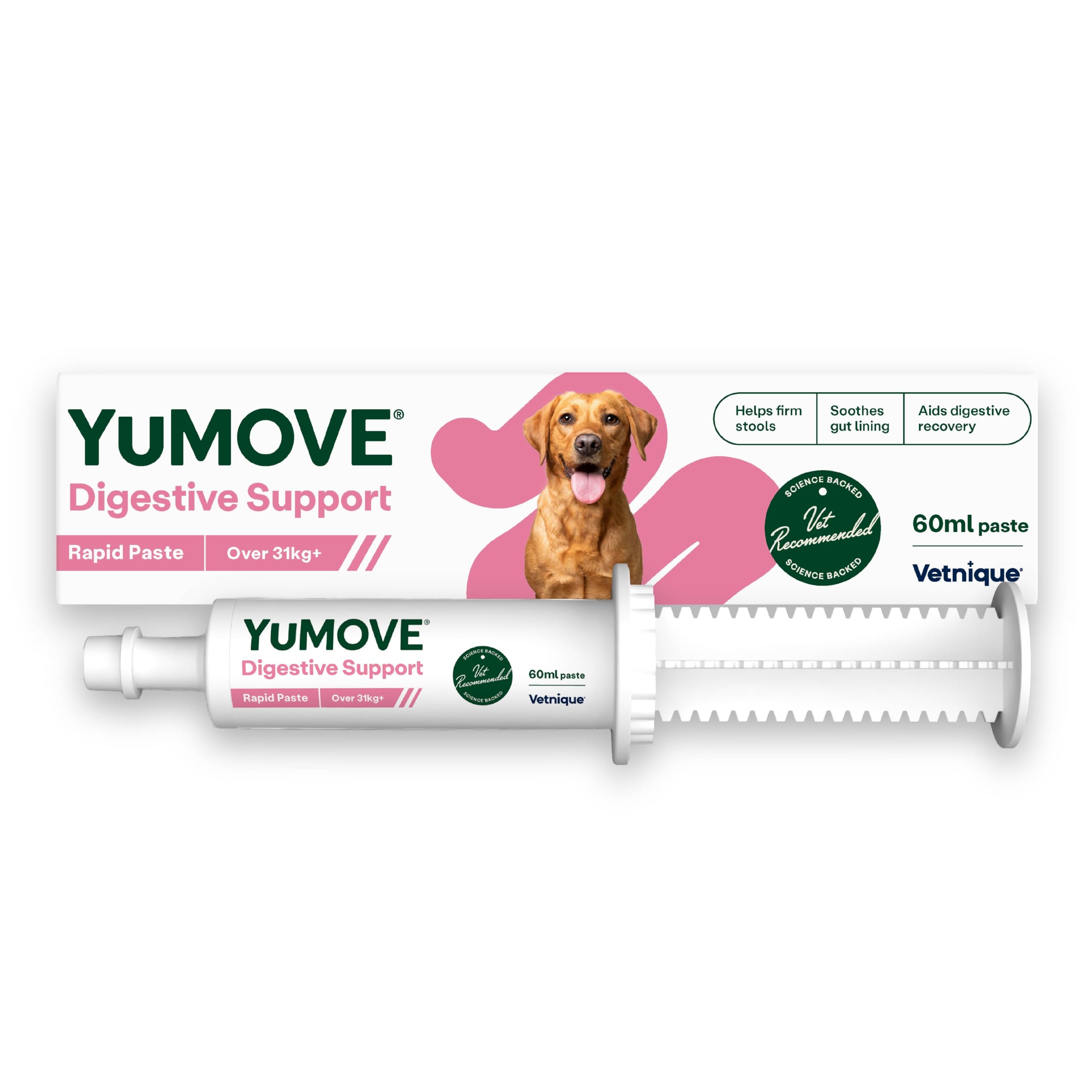 YuMOVE Digestive Care Rapid Dog Probiotic Paste for Gut Health, Digestive Supplements with Fast-Acting Ingredients for Large Dogs, 60ml