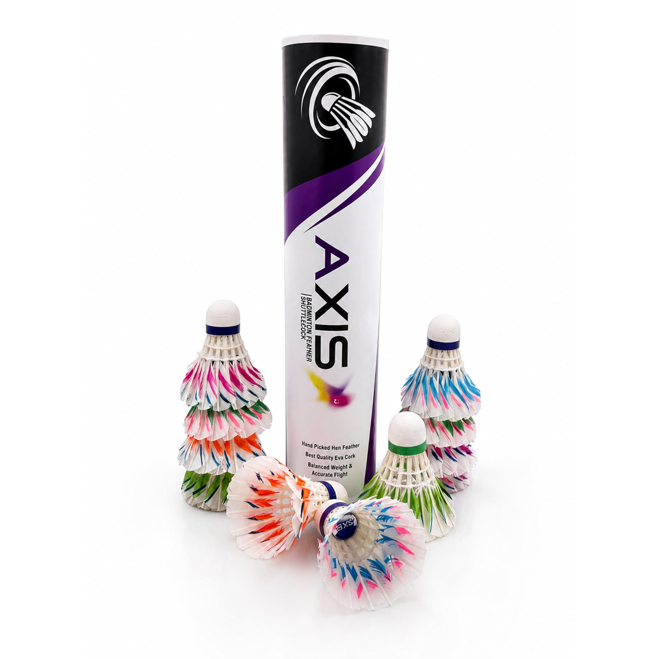 Axis Feather Shuttlecock | Premium Natural Hen Feather Badminton Shuttlecock Set | Fast Shuttlecock for Beginners, Practice & Outdoor Play | Designer (Pack of 10)-picture-16