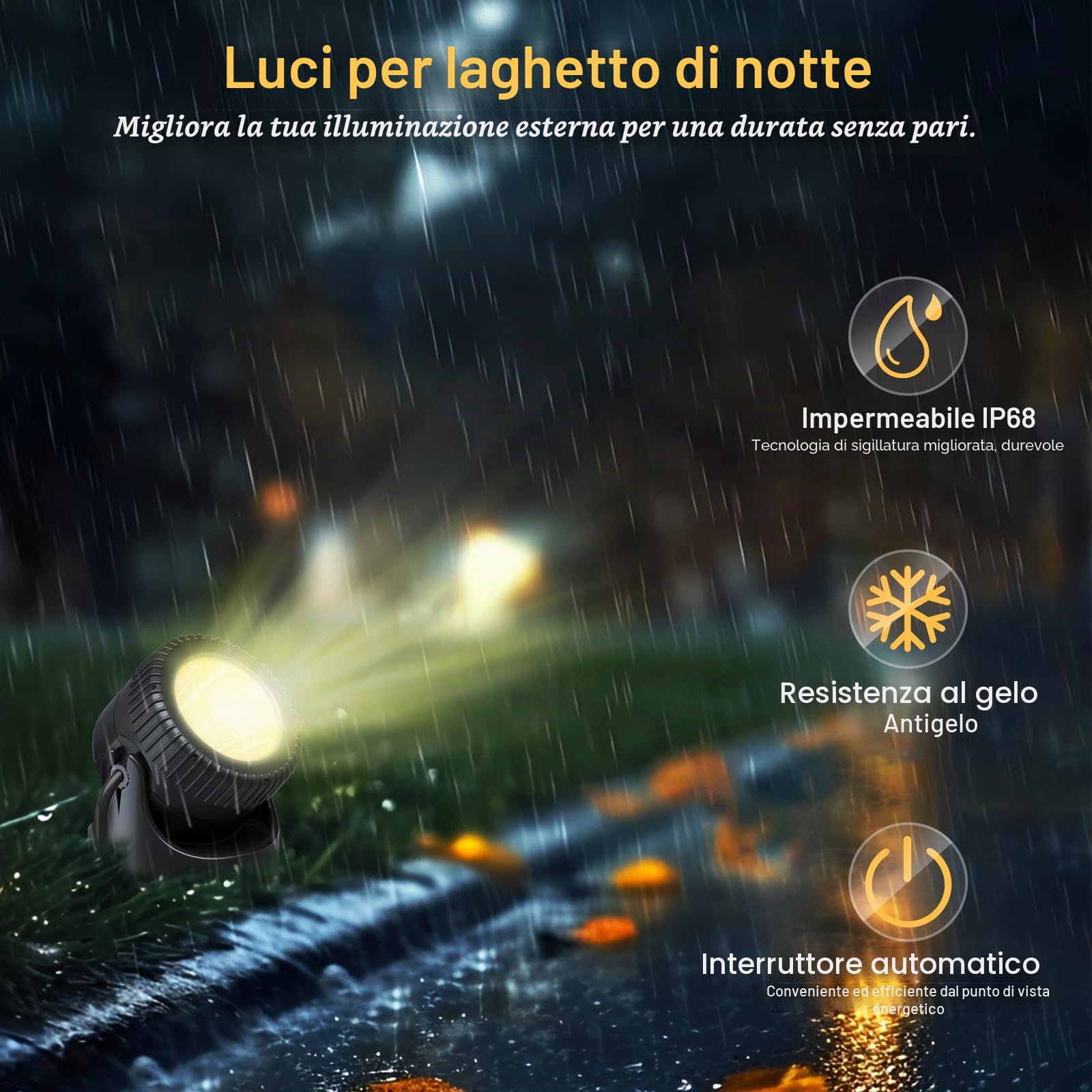 PChero Illuminazione per laghetto a LED subacqueo, illuminazione subacquea, faretto per piscina, luce subacquea, IP68, impermeabile, per piscina, stagno, giardino, albero, interni ed esterni