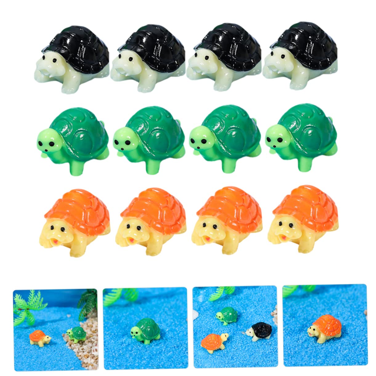 Generic 12 sztuk żywica żółw dekory miniaturowe rzemiosło żółw małe urocze ozdoby mikro element dekoracji krajobrazu do dekoracji Bonsai ogrodowe Diy Craft
