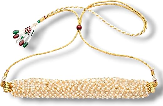 Handmade for her Handmade Pearl Choker Necklace for Women, White, Traditional Indian Style, Adjustable Gold Tone Chain