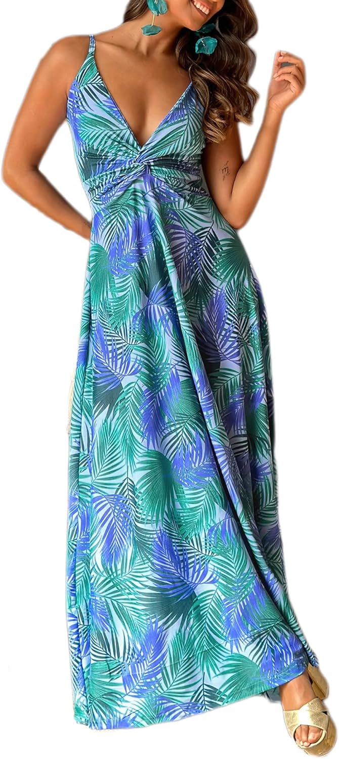 Sexy Women Summer Dresses Casual Sleeveless Maxi Dresses Cute Floral Long Dress Wedding Guest Dress