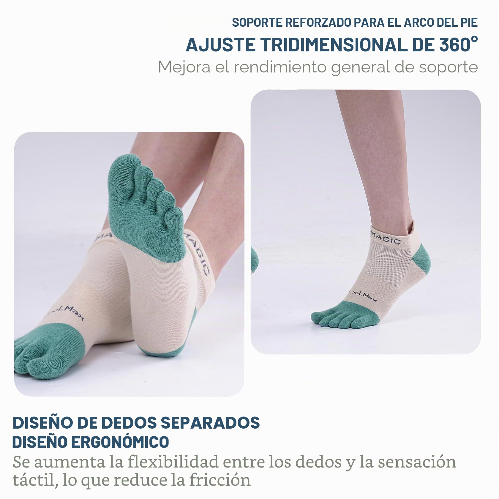 likloks Hombres/Mujeres Calcetines con Dedos CoolMax Alto Rendimiento Atletismo Ejecutar Calcetines Deportivos