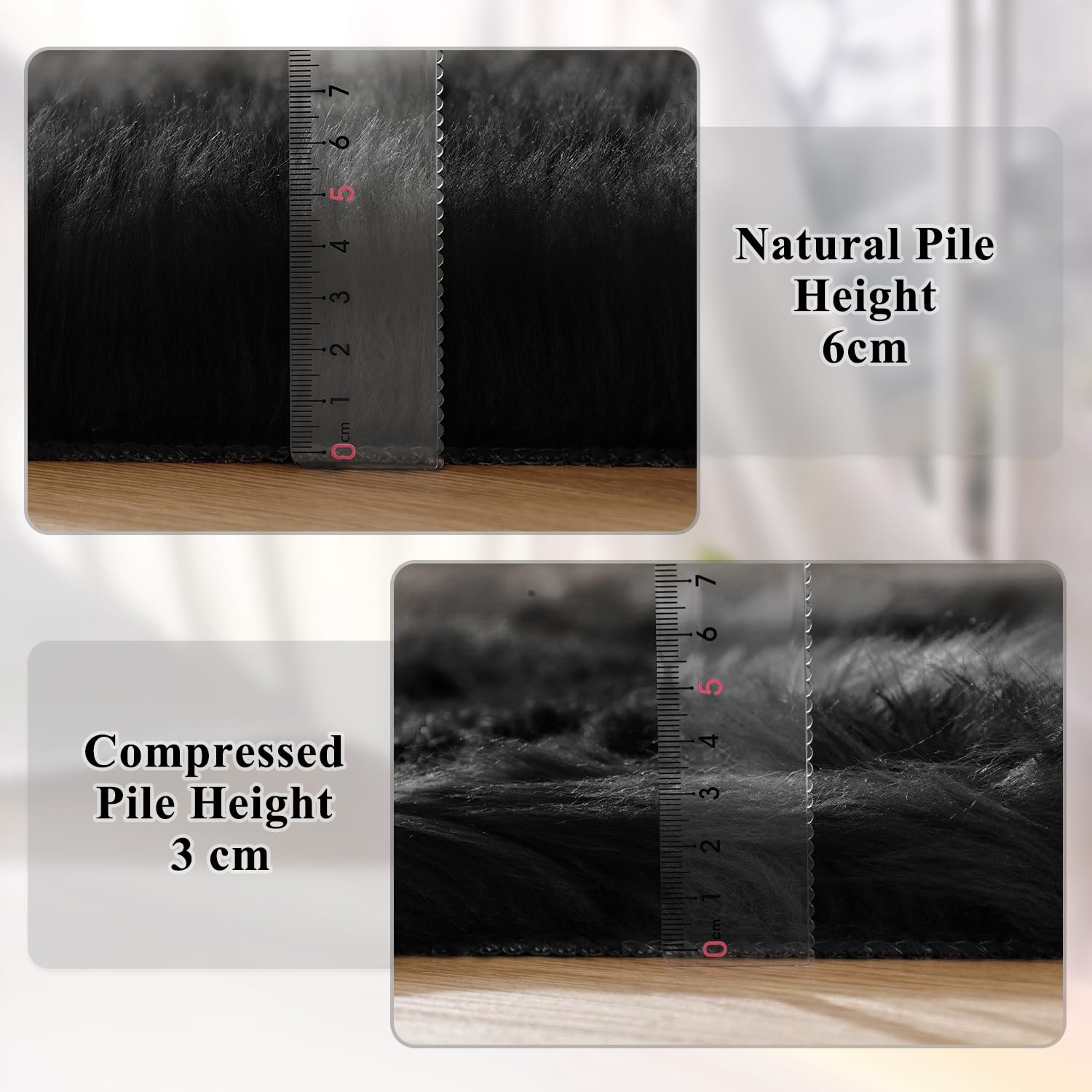 ORINOVA Tapis Noir 240x300 cm Chambre Salon Doux Fausse Fourrure Shaggy Moumoute Fille Ado Fluffy