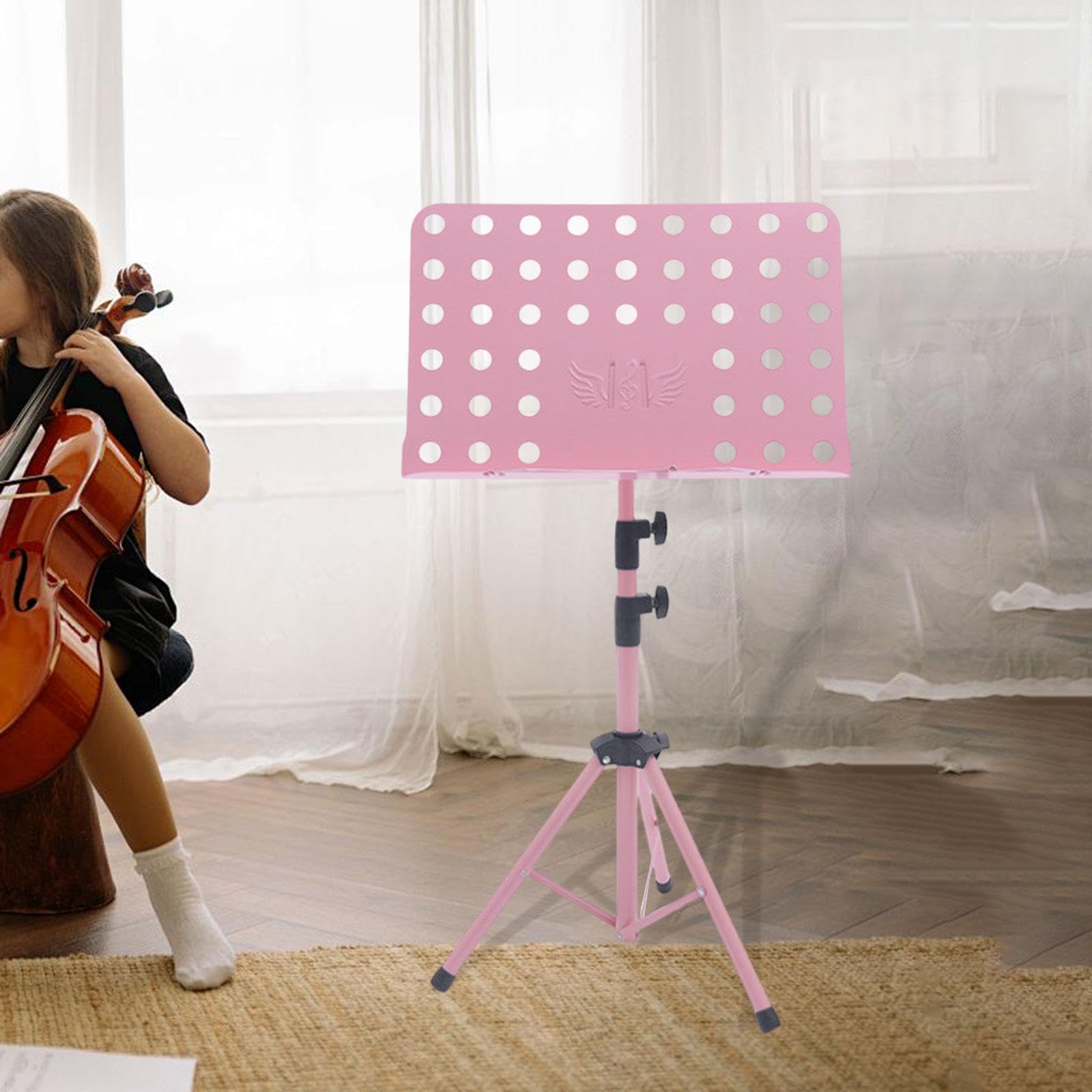 Atril para Partituras Musicales con Soporte Plegable Panel Robusto de 45cmx30cm Base Estable de Altura Y Antideslizante Adecuado para, Rosa