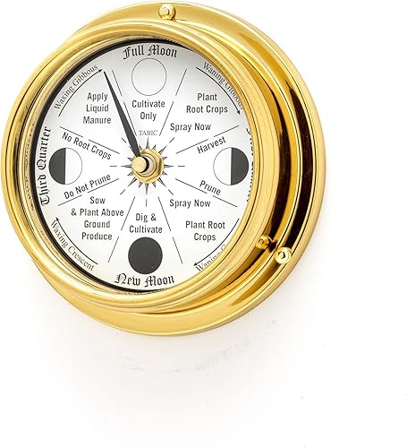 Tabic Reloj clásico de jardinería de luna de latón
