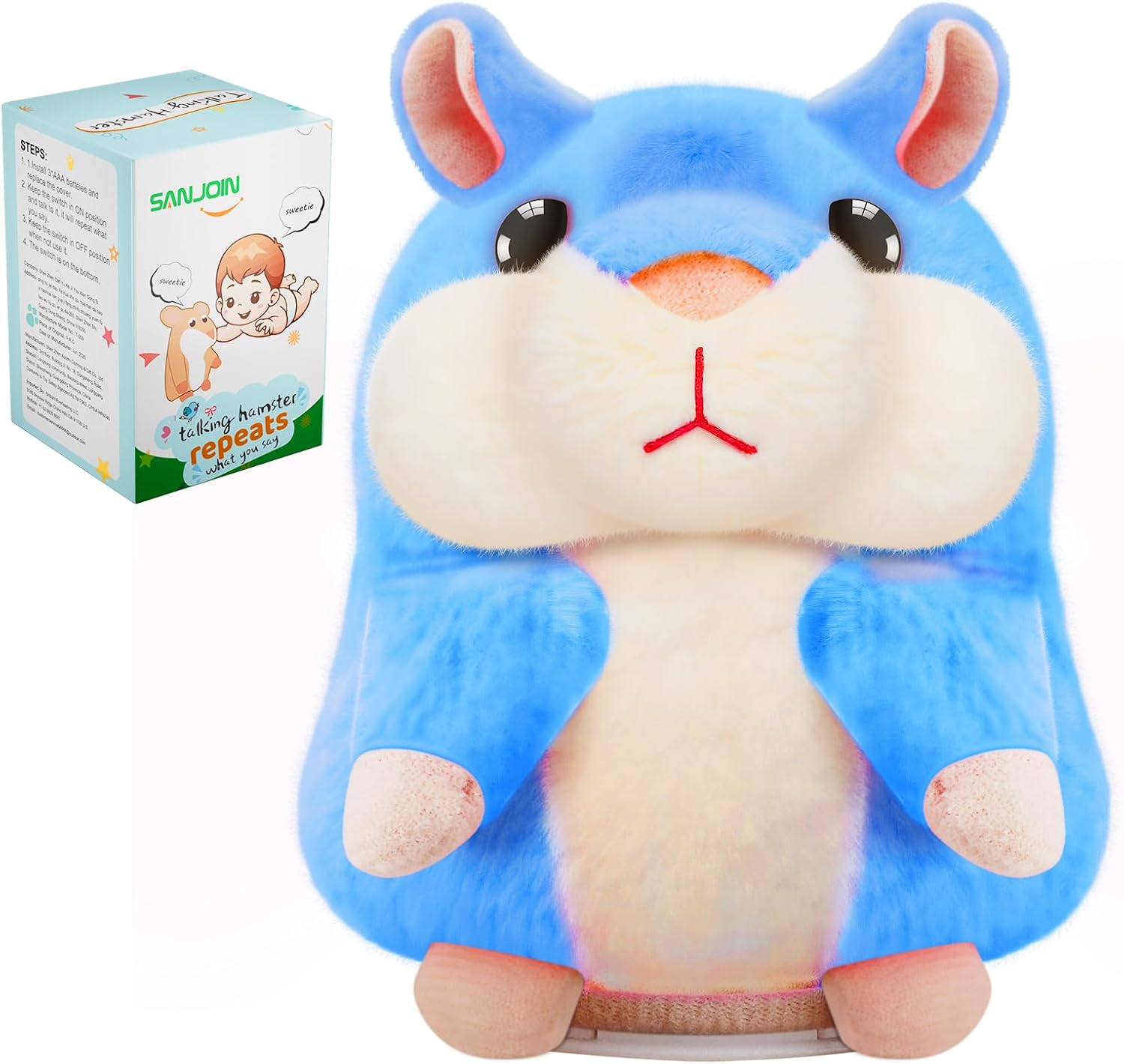 Toddler Toys for Ages 2-4, Easter Basket Stuffers Talking Hamster Repeats What You Say,Easter Gifts for Kids Interactive Plush Toy for Boys Girls for 2 3 4 5 6 Year Old Birthday Gift (Blue)