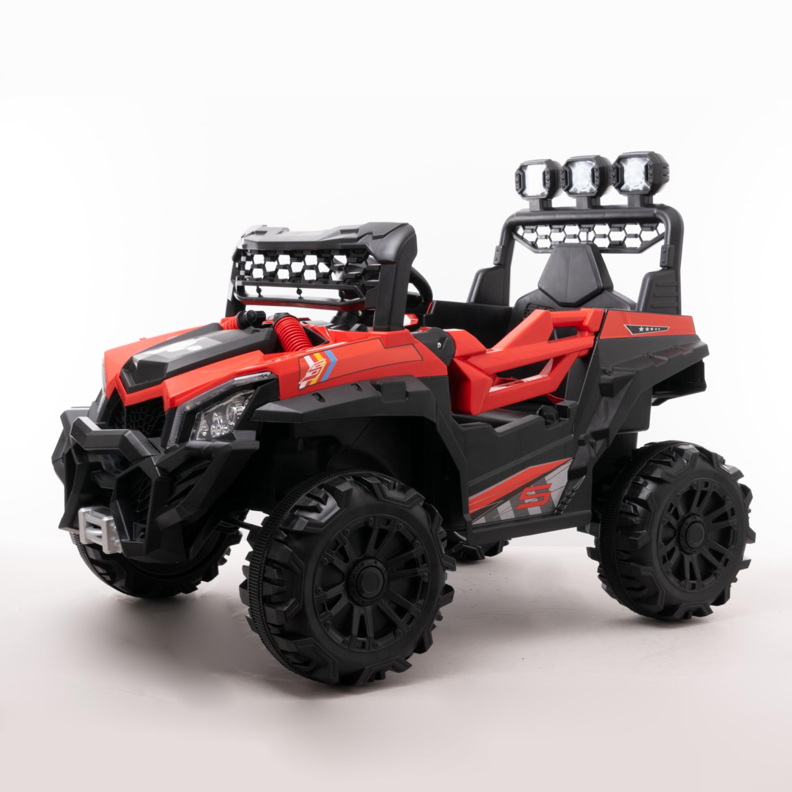 WITIT Auto Automobile ELETTRICA Radiocomandata ATV off-Road per Bambino Bambina Bambini XSD-1265 12V 4,5Ah Blu o Rossa 2 Motori, Bluetooth, USB, LED, Telecomando, carico Max 30 kg (Rosso)