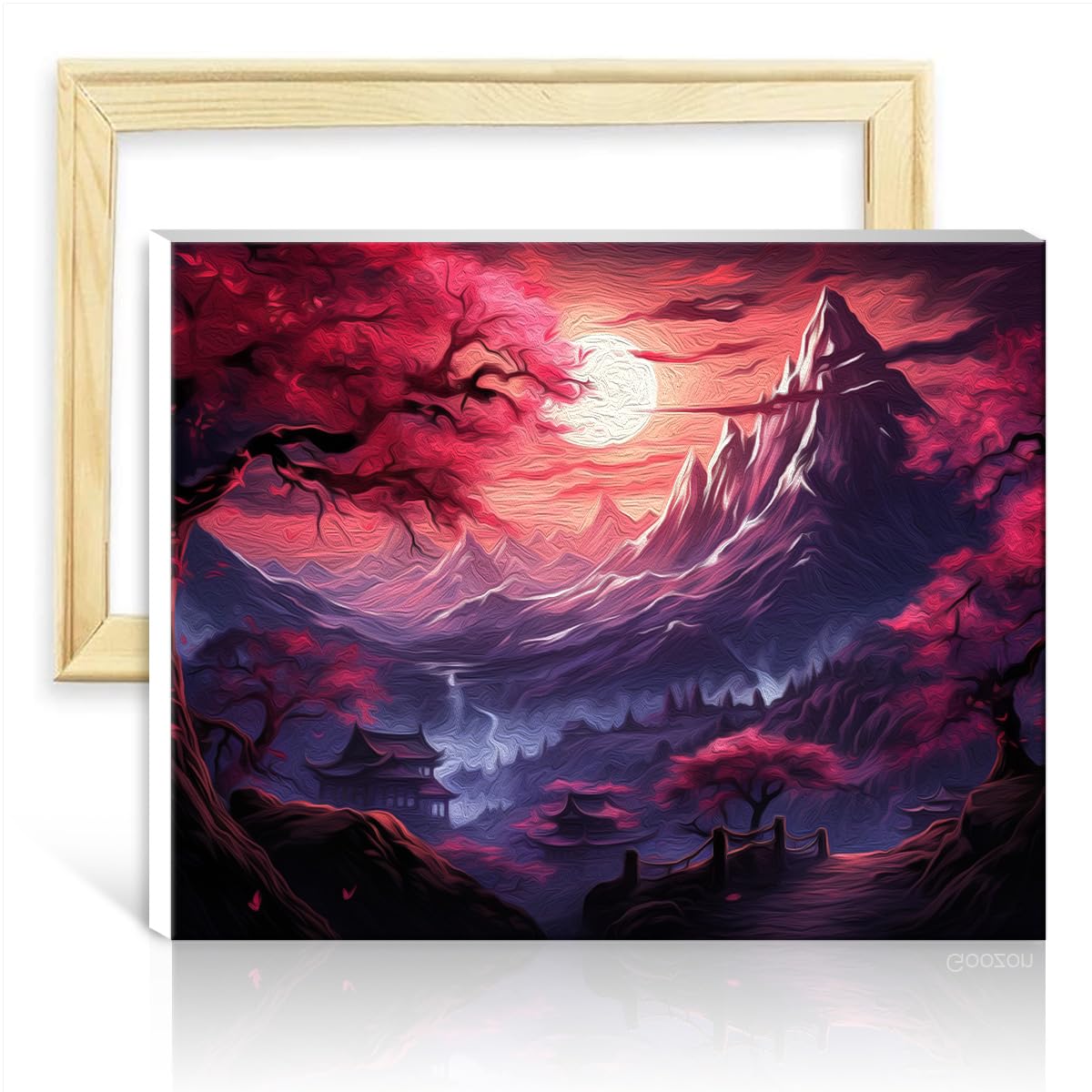 TANGFEIY Paint by Numbers Kits Japanese Cherry Blossom Landscape Adults/Kids/Beginners, with 3 Brushes & Acrylic Paints for Home Wall Decor Gifts No Frame(40x50cm) — image 1