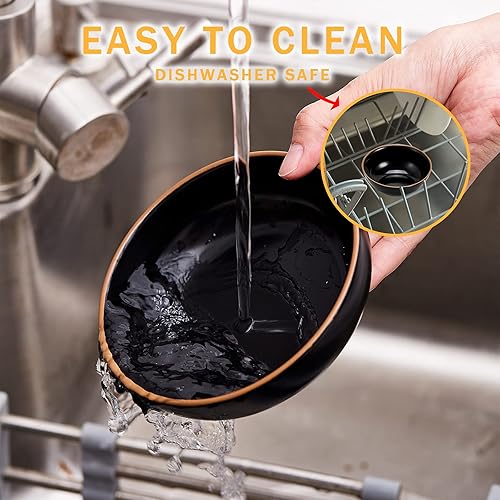 Miniatura 6 de Howise - Tazones de cerámica para gatos, platos para mascotas para alimentos y agua, juego de 3 cuencos para cachorros de 5.3 pulgadas, acabado