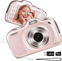 NBD 64MP 4K Point & Shoot Camera with 16X Zoom, Auto Focus, Compact Travel Design for Beginners - Includes 64GB Card (Pink)
