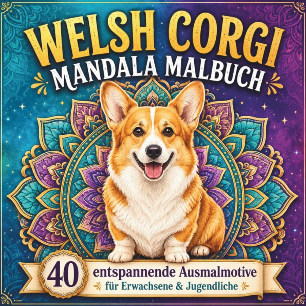 Welsh Corgi Mandala Malbuch für Erwachsene und Jugendliche: 40 wunderschöne Corgi-Mandalas zum Ausmalen – Entspannung, Stressabbau und kreative Auszeit für Jugendliche und Erwachsene