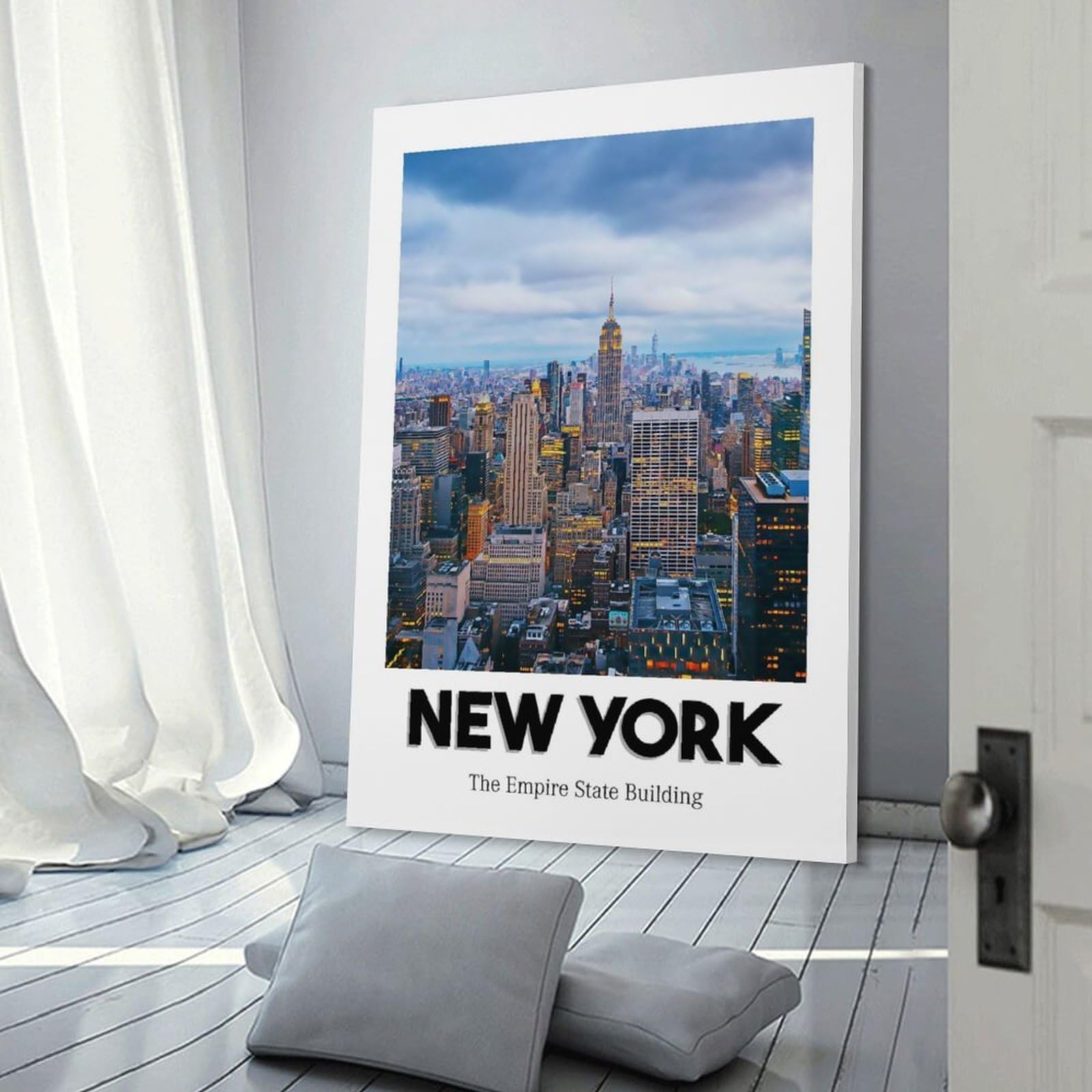 Junmoney Empire State Building Canvas Wall Picture, 12x18inch(30x45cm), for Sofa Walls, Lounge Or Home Corners, Modern Wall Decor for Cosy Interiors