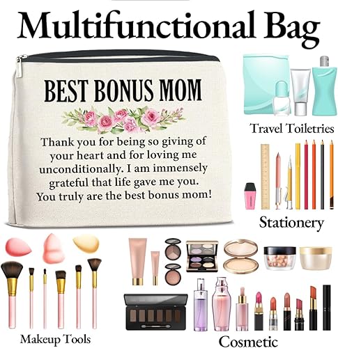 Miniatura 4 de Bolsa de maquillaje de regalo para mamá, regalos de agradecimiento para mamá, madrastra madrastra, segunda mamá, mejor bolsa de cosméticos para