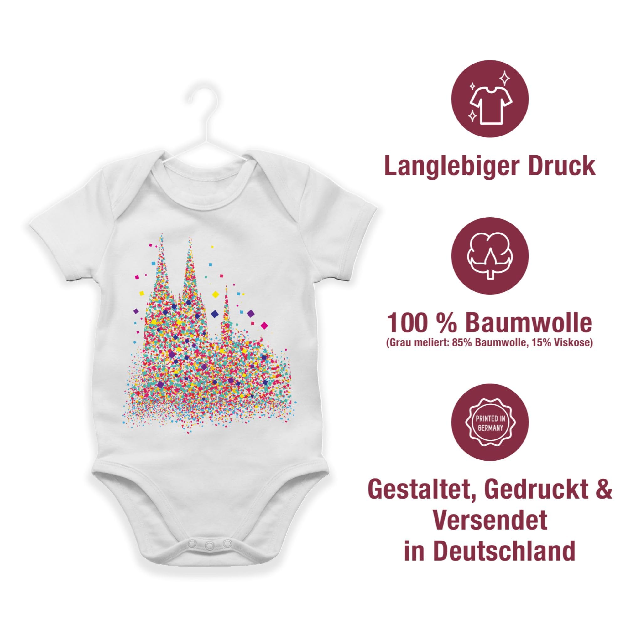 Shirtracer - Baby Body Kurzarm - & - Kölner Dom Konfetti I Karneval I Fasching
