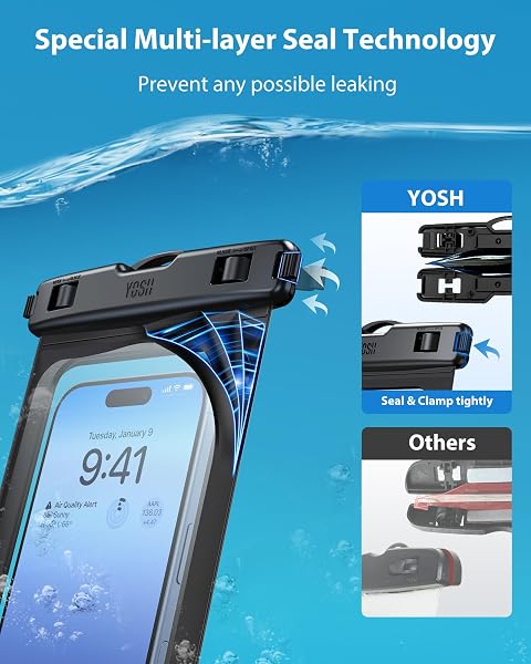 YOSH wasserdichte Handyhülle [2 Stück], 7,0 Zoll IPX8 Unterwasser Handyhülle, Handy wasserdichte Hülle für iPhone 17 Air 16 1 - 3