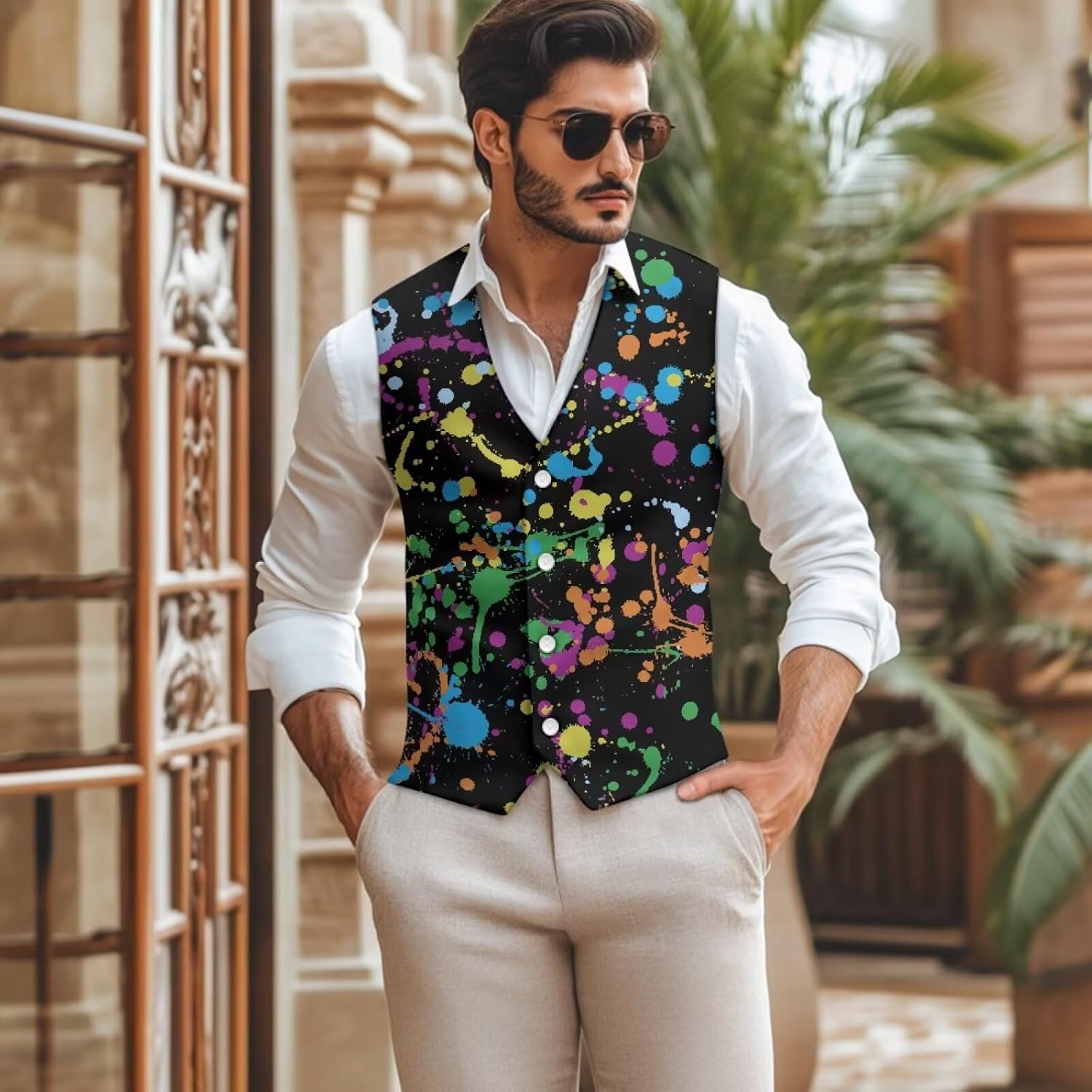 TOADDITDO Suit Vest Mens Regular Fit Sleeveless Formal Waistcoat Oversized Business Jacket Size S-2XL
