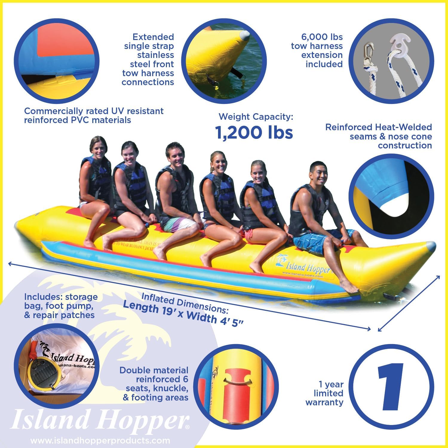 Island Hopper 6 Passenger Inline Elite Class Heavy Commercial Banana Boat