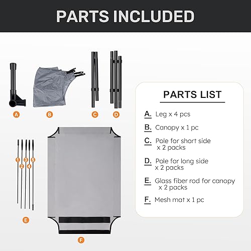 Miniatura 7 de Heeyoo Cama elevada para perros con toldo, cuna portátil para perros con tienda de campaña de sombra extraíble, cuna elevada para mascotas al aire