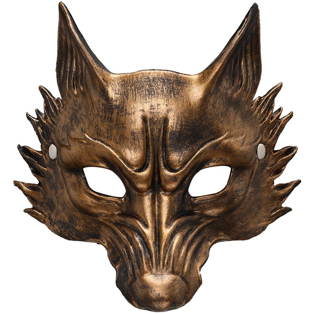 Sofezdo Unisex Animal Mask Vintage Half Face Werewolf Mask 3d Pu Foam Animal Masquerade Mask for Halloween Masquerade Props