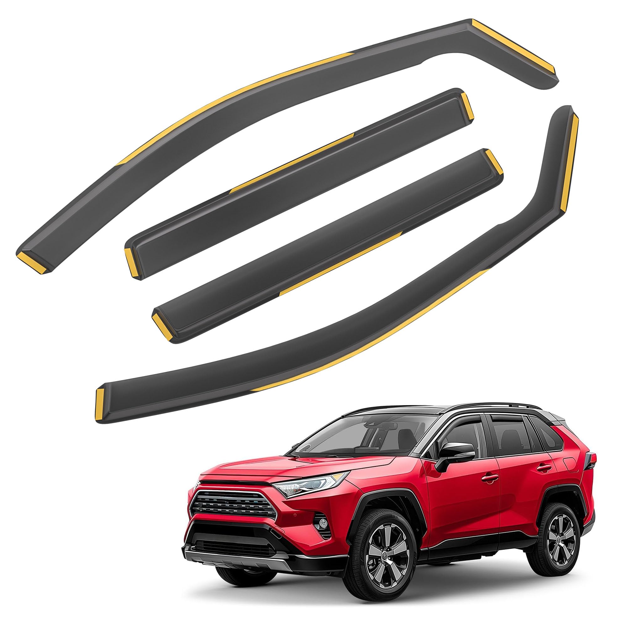 shatterproof in-channel window rain guards for 2020-2024 rav4, extra durable window deflectors, vent window visors for cars, vent deflector, 4pcs