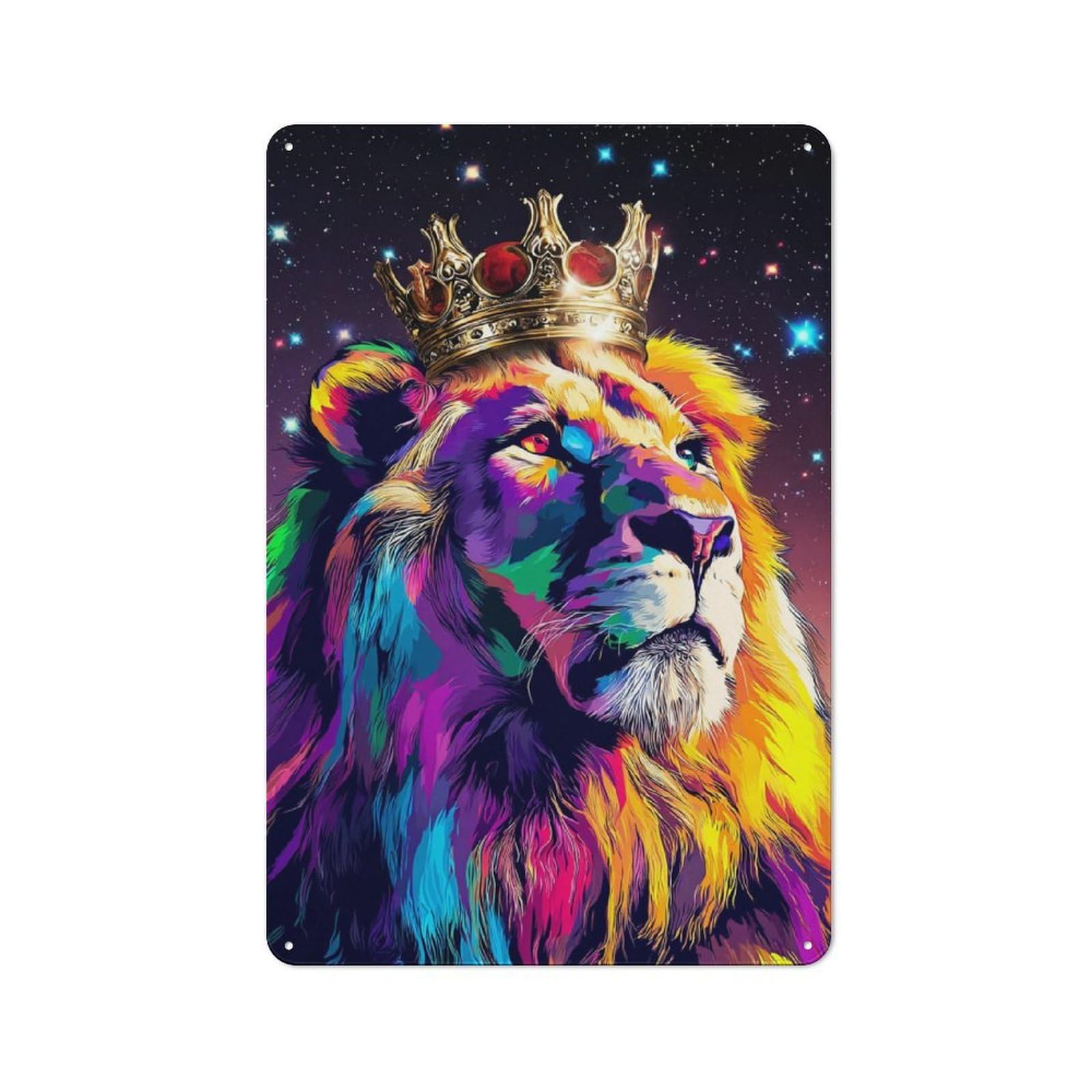 Junmoney Rainbow Lion Majesty -2 Retro Tin Sign 30X20cm For Pub Or Café, For Collectors Building A Themed Wall Display
