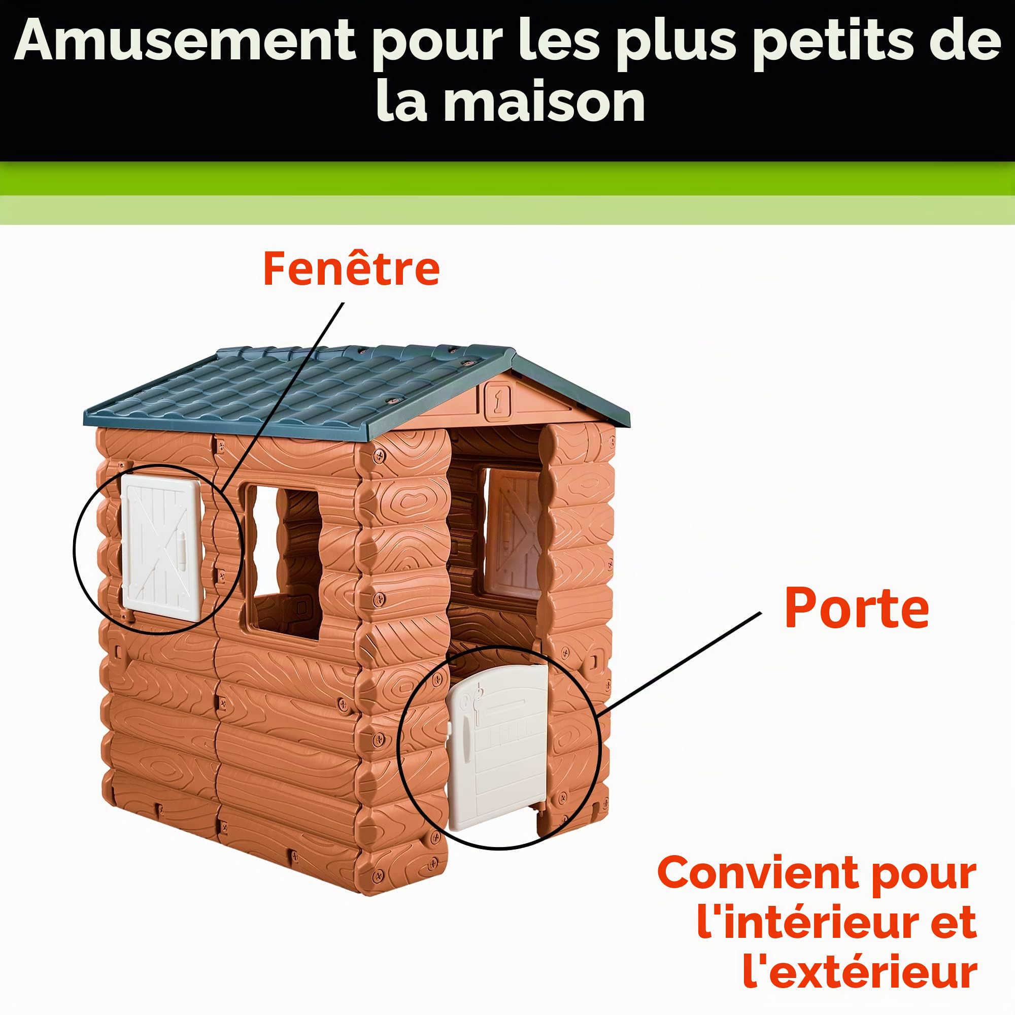 FEBER - Camping Cottage, Un Chalet en Bois inspiré de la Nature, avec fenêtres et Porte Pliantes, pour garçons et Filles à partir de 1 an, Famosa (FEB05000)