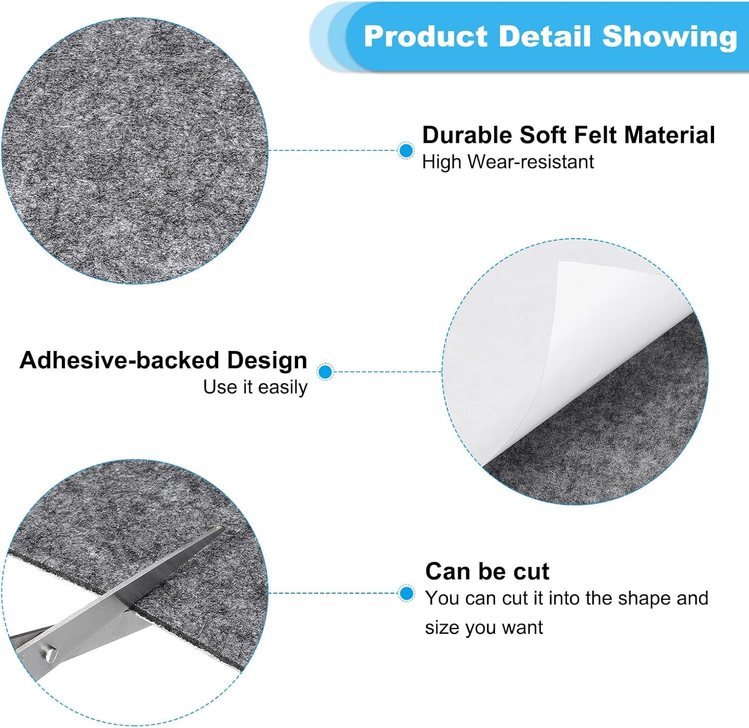 8x6 Inch Lamp Base Felt, 5Pack 2mm Thickness Rectangle Felt Furniture Pad Soft Adhesive Non-Slip Anti-Scratch Backed Felt for Lamp Furniture DIY Craft, Grey