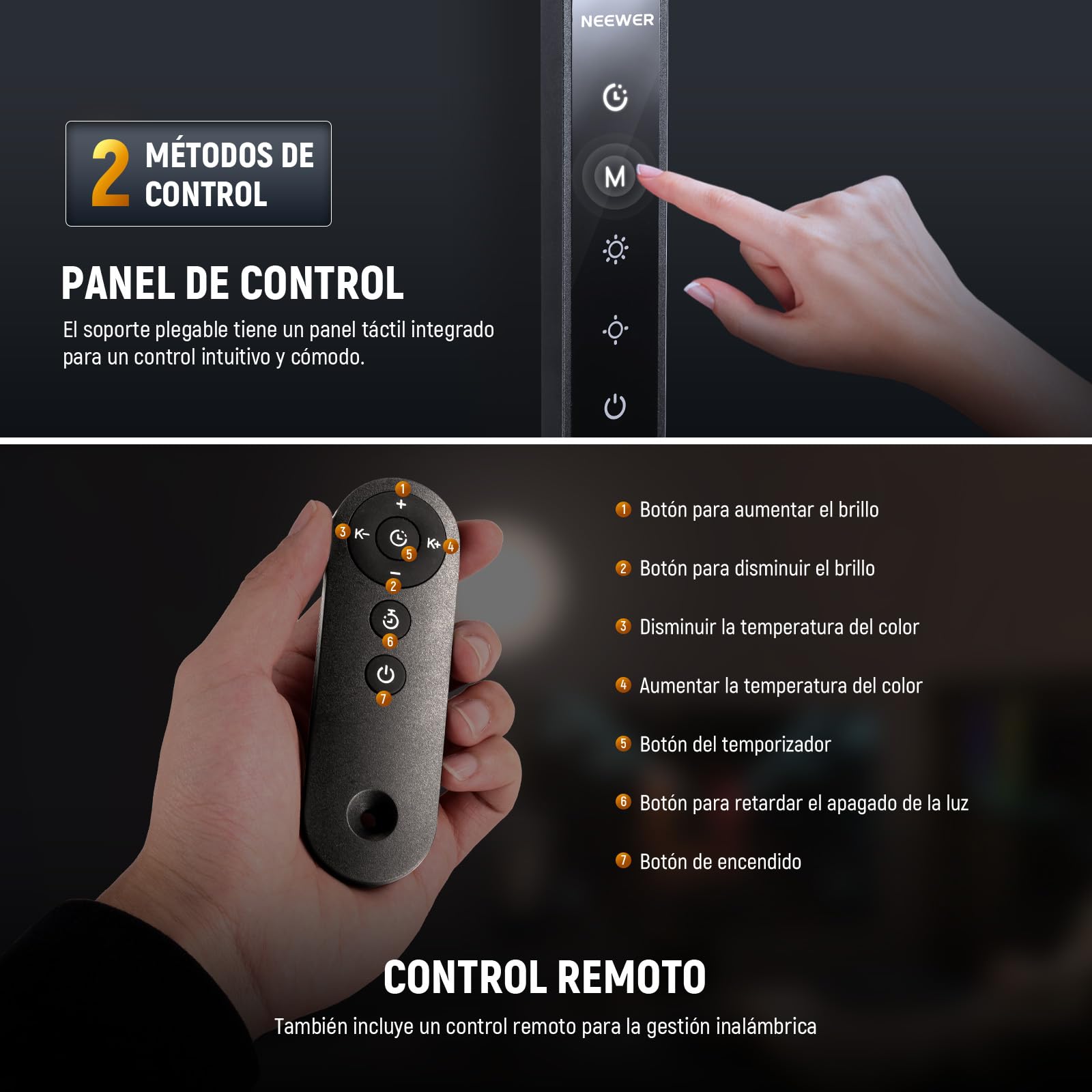 NEEWER 18W 7" Básico Aro de Luz Escritorio para Iluminación Videoconferencias Streaming, 3000-6500K Dimmable Luz Circular LED con Brazo Articulado y C Clamp para Teléfono/Computadora Zoom Call, R18