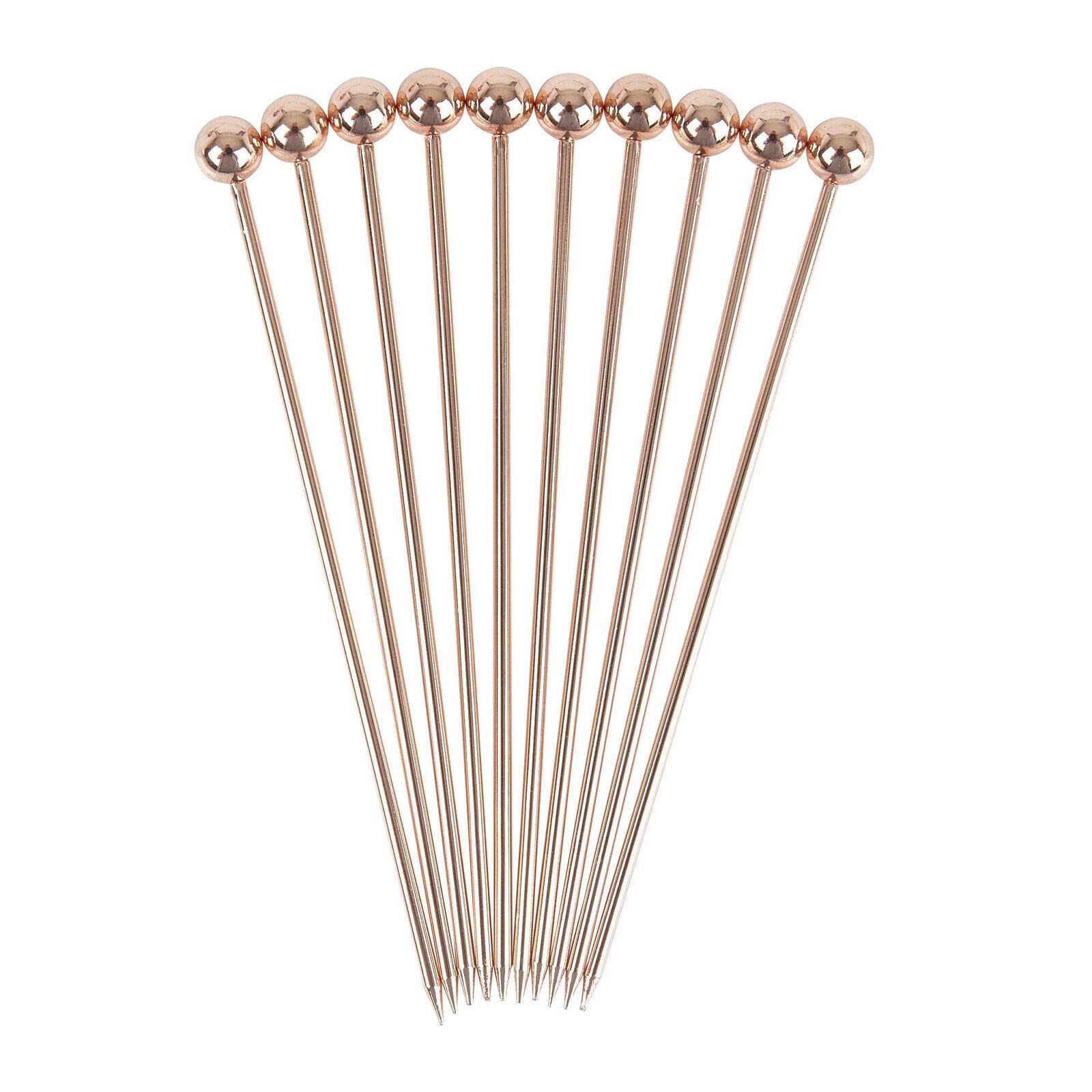We Can Source It Ltd - Ball Top Cocktail Garnish Picks - Copper Plated Sticks - Pack of 10