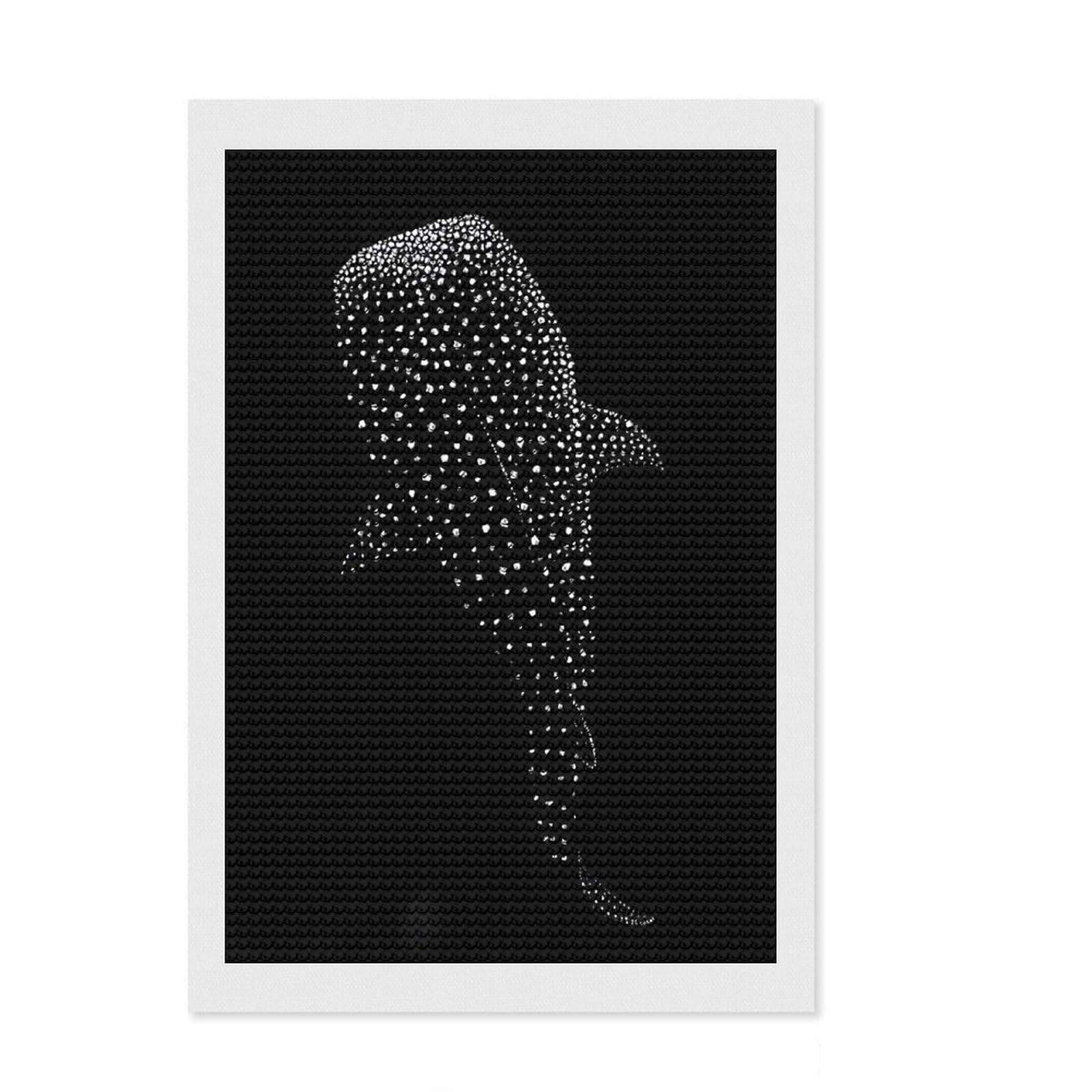 Junmoney Whale Shark Silhouette Diamond Painting Set 8"x12", for Adults, Home Wall Decor, Easy to Enjoy, Christmas Gift, Nice Detail and Sparkle