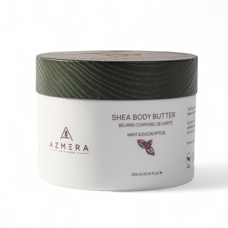 Manteiga Corporal Batida AZMERA com Manteiga de Karité, Aroma de Menta e Eucalipto, Óleo de Argan e Vitamina E – 250 g