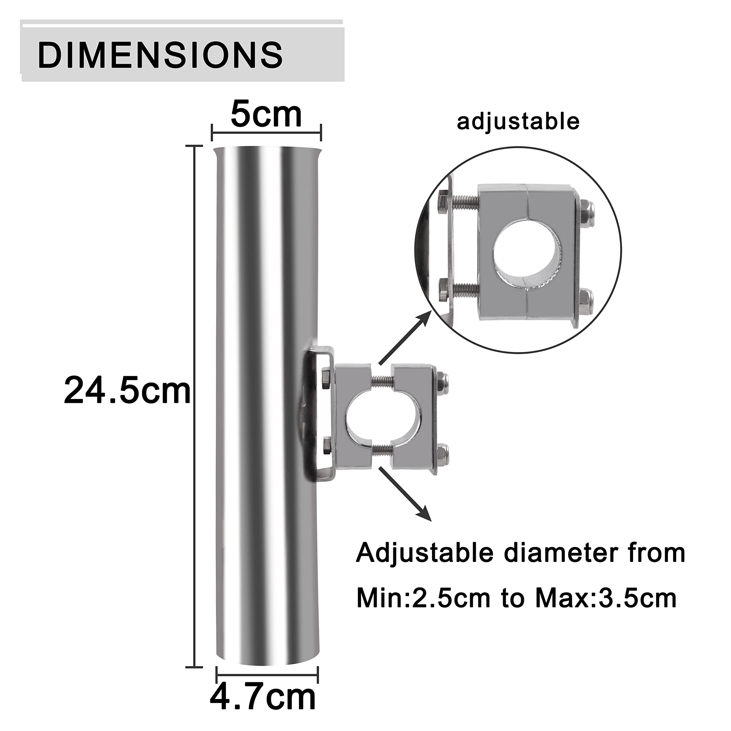 Shaddock Fishing Rutenhalter Einstellbar Edelstahl Angelrute Racks Angelrutenhalter Stabil 360 Grad Drehbar und einfach stellbar für Boot Kajak Yachten Fischerboot (4 STK)