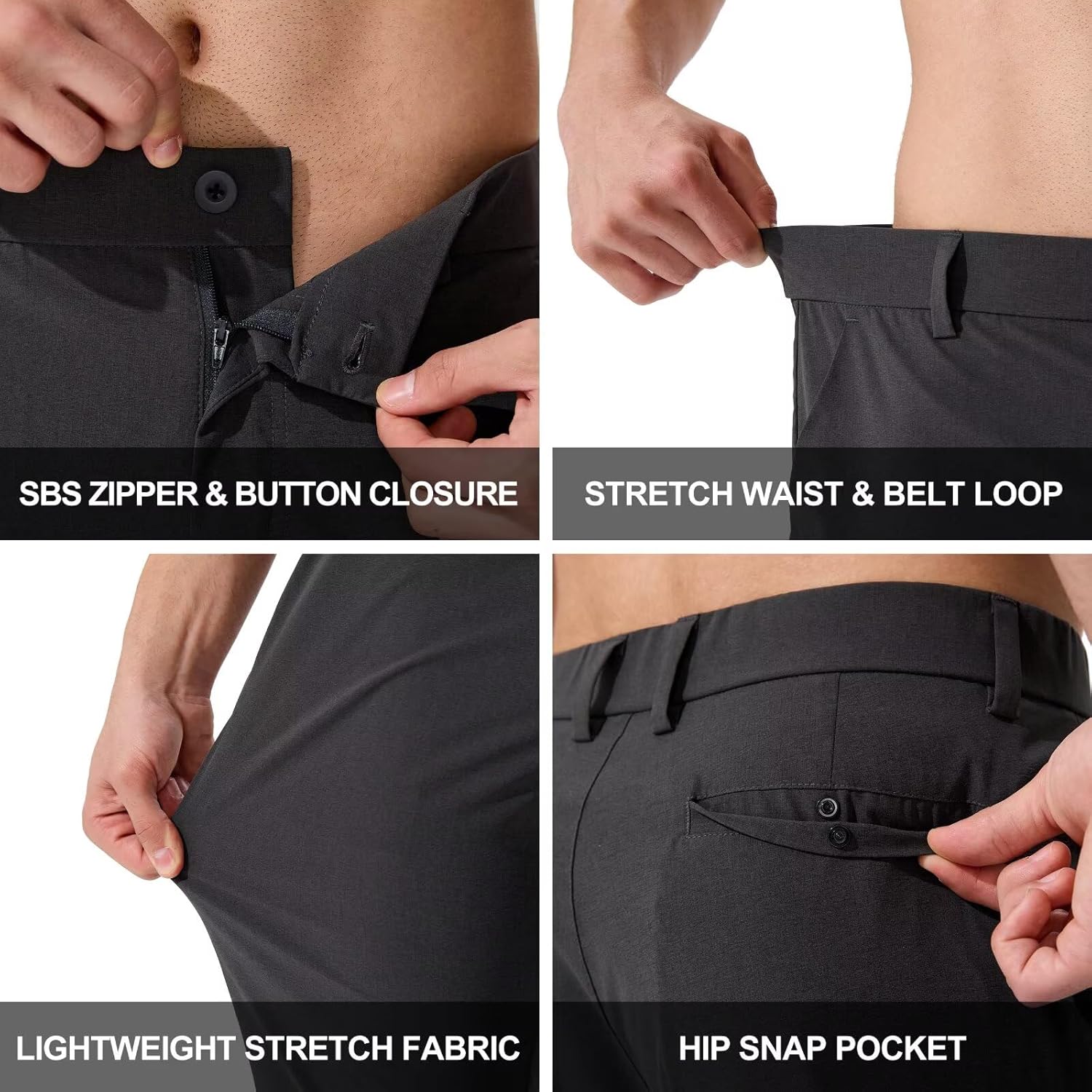 QPNGRP Men's Golf Pants 30"/32"/34" Inseam Lightweight Stretch Work Dress Pants - Image 5