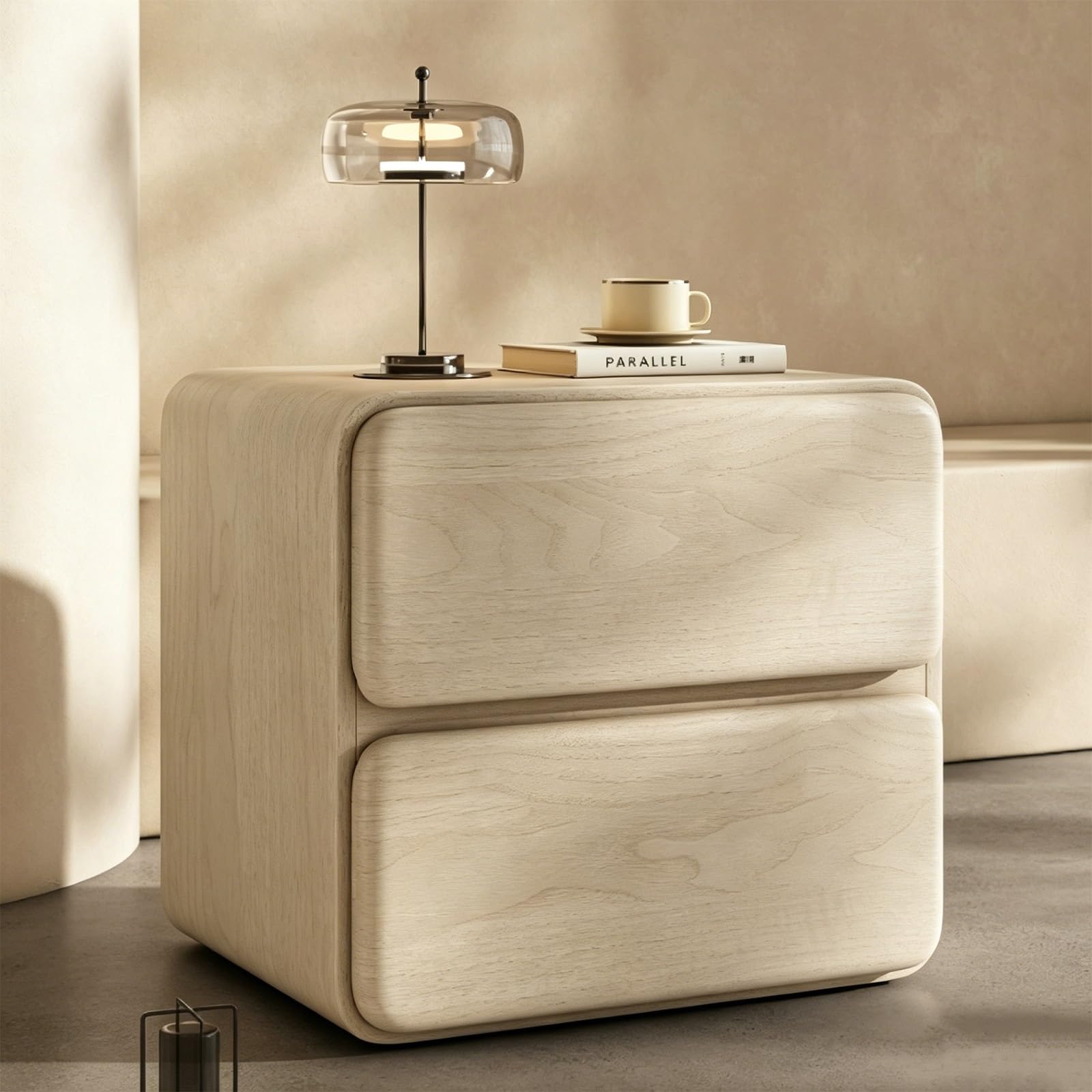 Zoueiiaa Night Stand,Modern Bedside Table with 2 Drawers, Handleless,Nightstand for Bedroom, Space-Saving Living Room End Table(A,50cm)