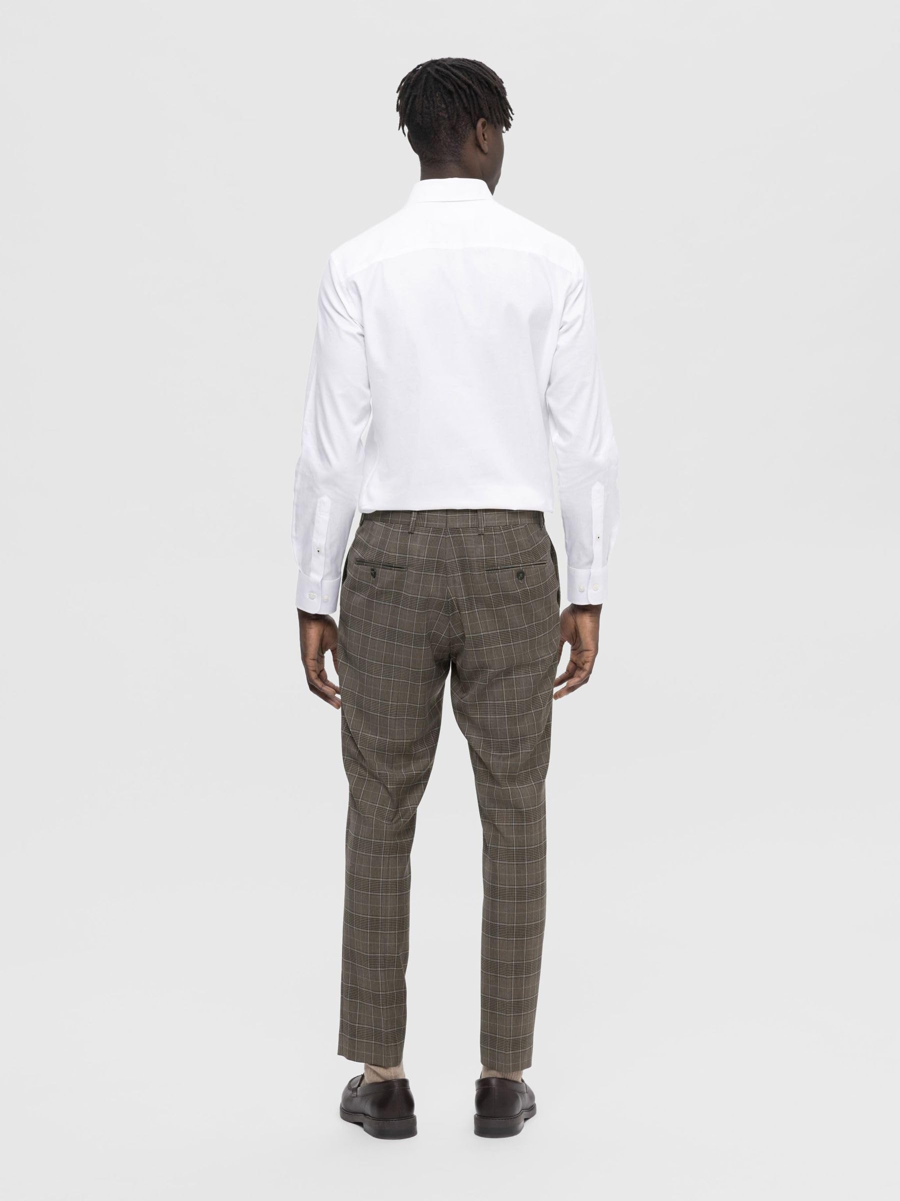 SELECTED HOMME Slhslim-neil Brown Blue Check Trs B Noos - Spodnie Mężczyźni