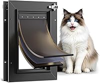 Vista 8 de Puerta de perro para puerta totalmente de aluminio con 3 solapas negras, puerta para perros grandes, puerta resistente para mascotas para perros