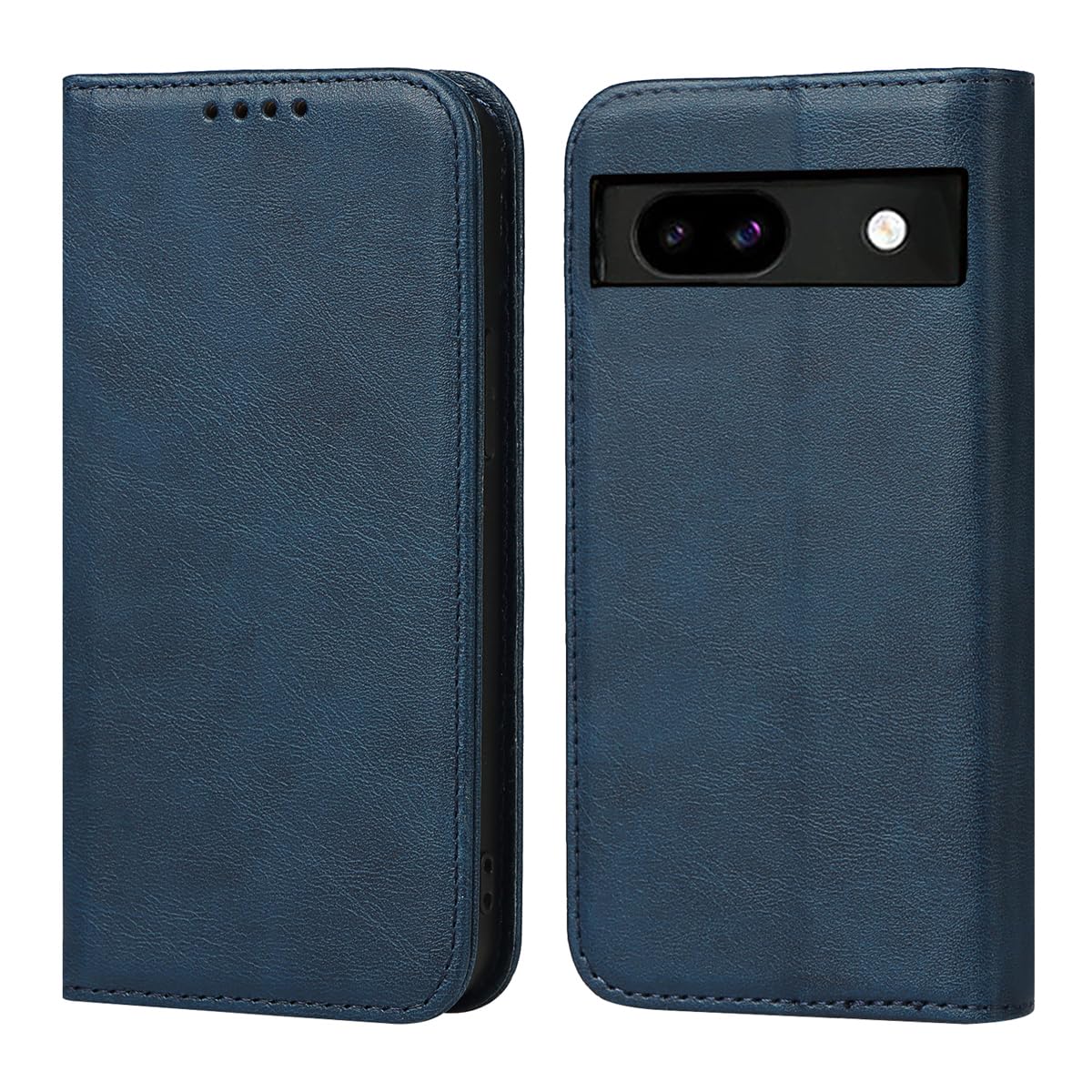 BonwFzin 適用 Google Pixel 8a ケース 手帳型 フリップ スマホケース グーグル ピクセル 8a 手帳カバー グーグルピクセル8a 携帯カバー PU レザー ベルトなし マグネット カード収納 カード入れ スタンド 落ち着いた色 レトロ ネイビー