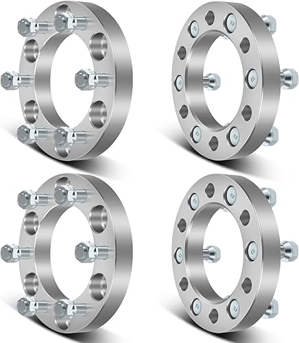 SCITOO 4 espaciadores de rueda de 1 pulgada de 6 x 5.5 a 6 x 5.5 (6 x 139.7) 14 x 1.5 y 6 lengüetas compatible con espaciadores de rueda Silverado