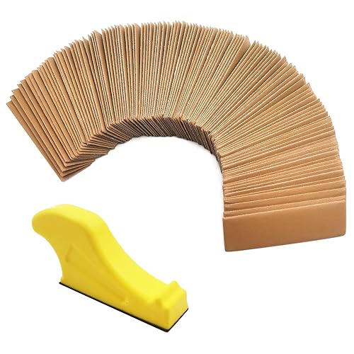 Miniatura 7 de Surtido de 120 piezas de papel de lija, hojas de papel de lija de 3.5 x 1 pulgada, kit de micro lijadora para proyectos pequeños, papel de arena