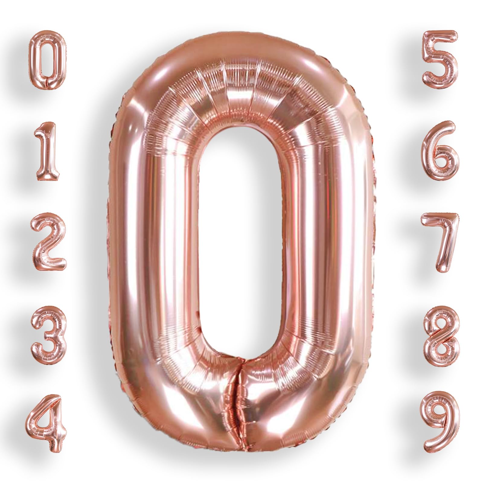 AULE 40 Inch Rose Gold 0 Balloon Number Foil 0-9 Birthday Big Numbers