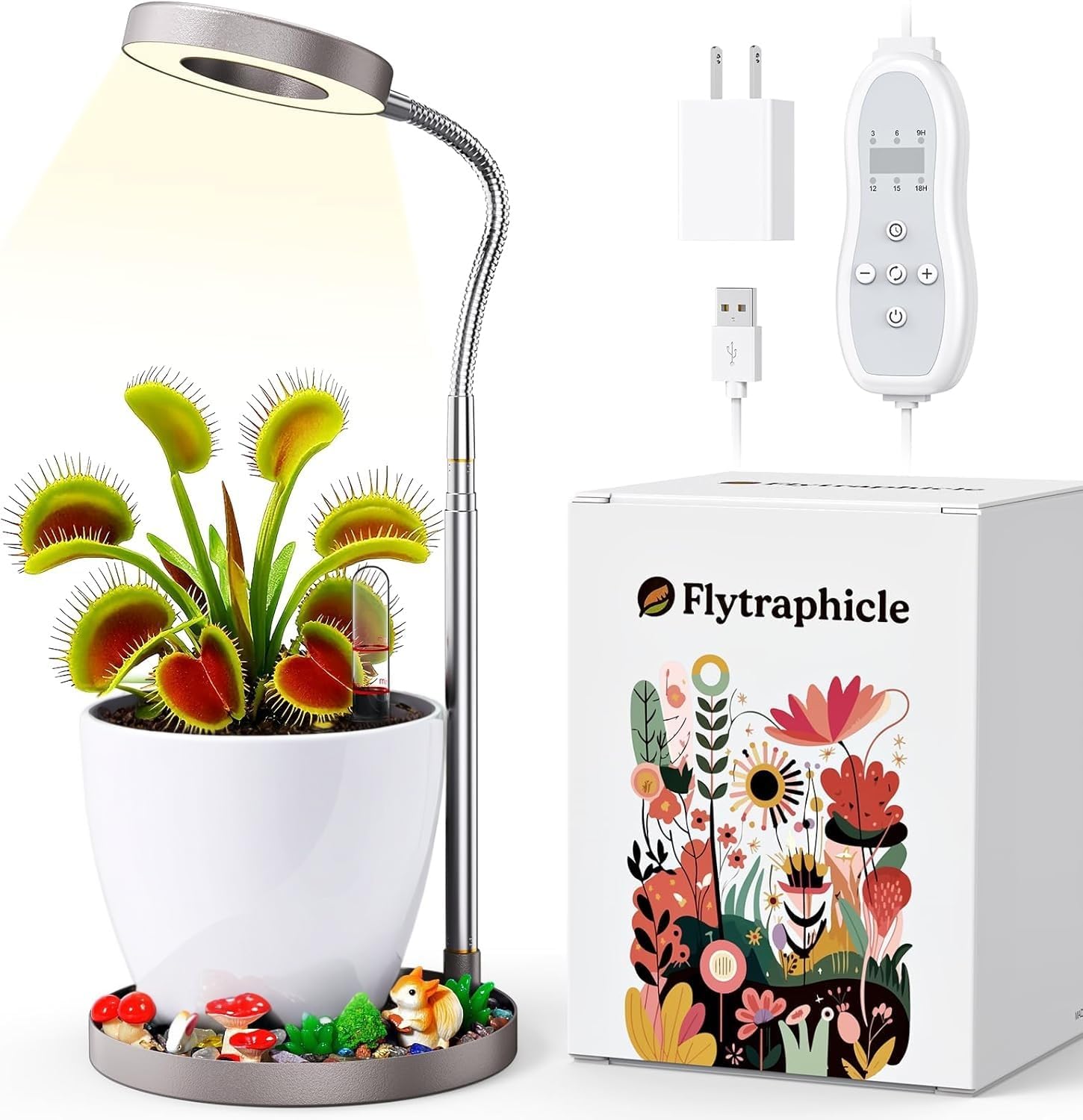 Venus Fly Trap Terrarium,Butterwort Plant Live Pot,Not Live Plant, Keeps Potted Soil Moist Makes a Great Gift Choice, Home Office Decor (White)