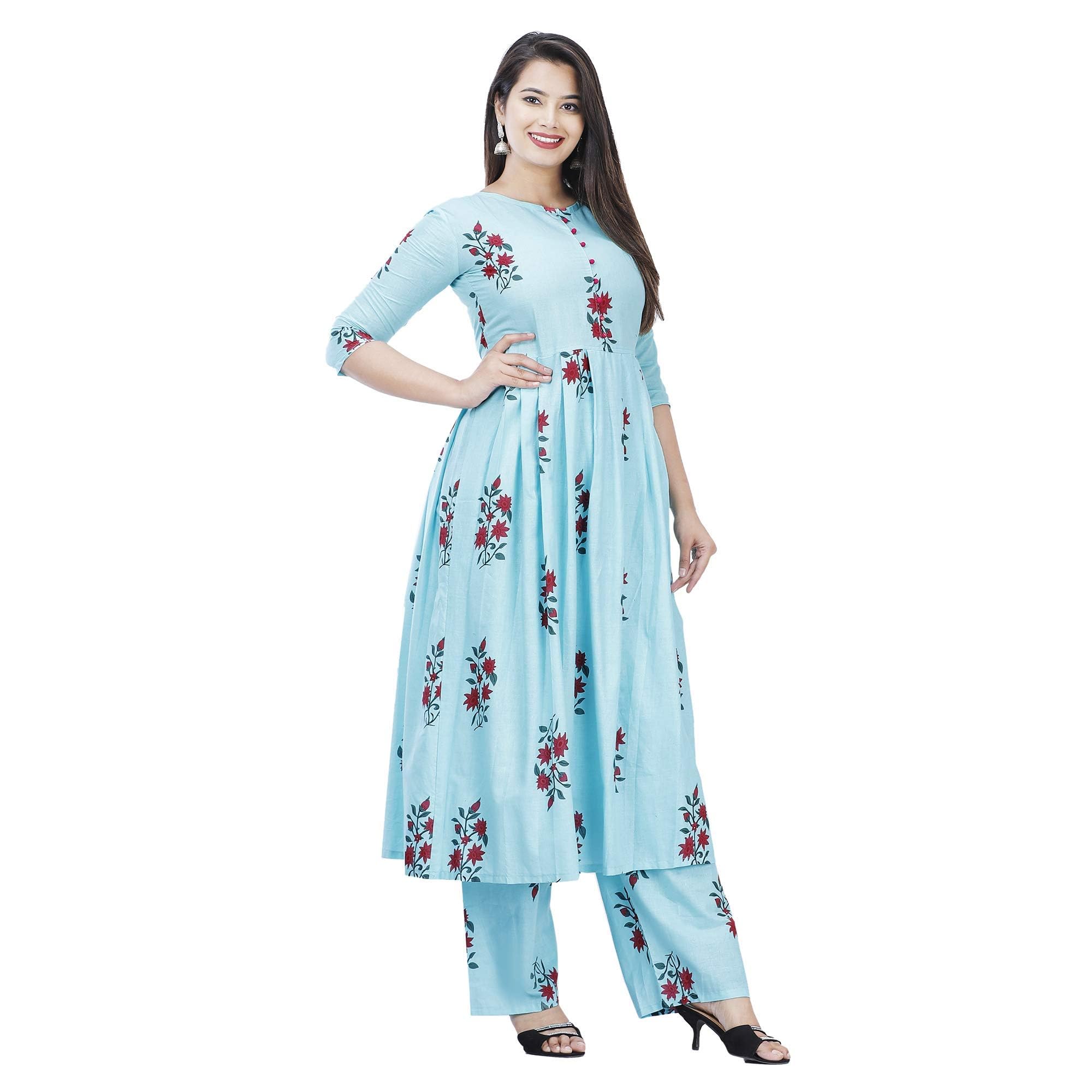 G for GirlWomen's Cotton Kurta Palazzo Pant Set