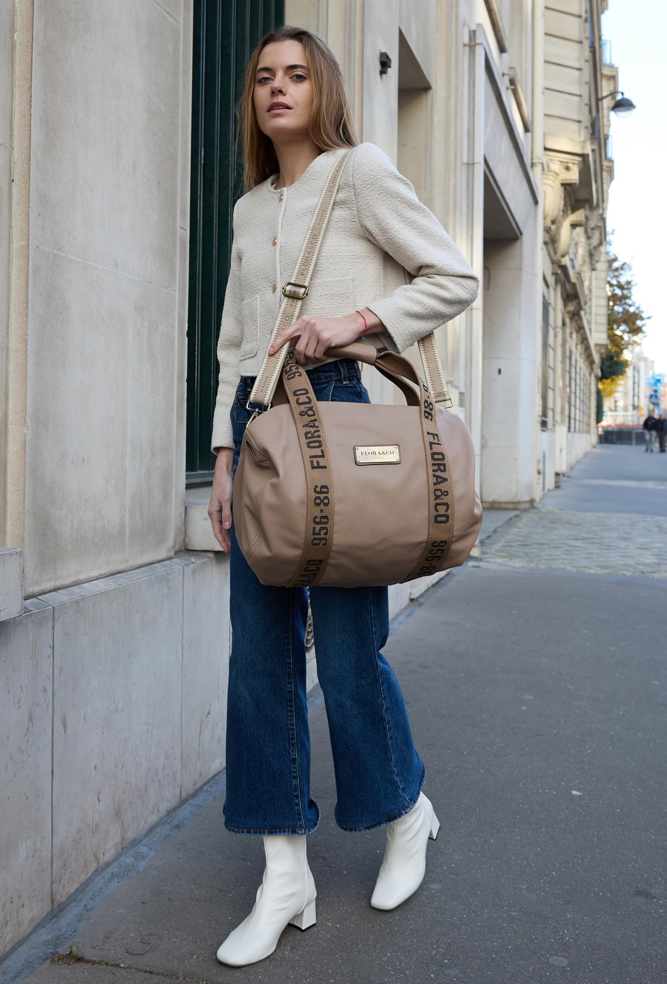 Sac Polochon en Bandoulière Femme Homme - Sac de Sport Voyage Week-End Similicuir Grainé - Bagage Cabine Fourre-Tout Taille XXL - Grand Volume Multifonction - Bleu Marine
