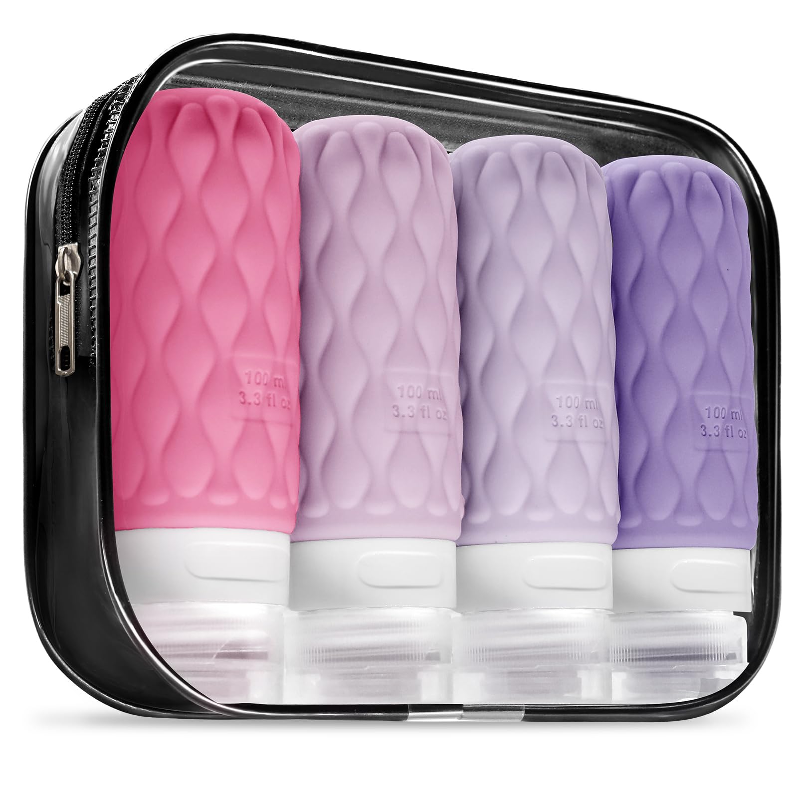 Set Bottiglie Viaggio Gemice 8 Pezzi - Contenitori Silicone 3 Oz, Approvati TSA, Con Borsa Trasparente - Foto 4