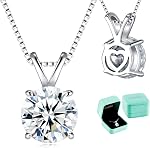 Moissanite Solitaire Necklace for Women, 1-3 Carat Lab Created Diamond Pendant, S925 Sterling Silver with Gold Plating, 18+2" Adjustable Chain, Gift Jewelry for Women Wife, Girlfriend, Mom, or Yourself on Anniversary, Wedding, Birthday, D Color VVS1